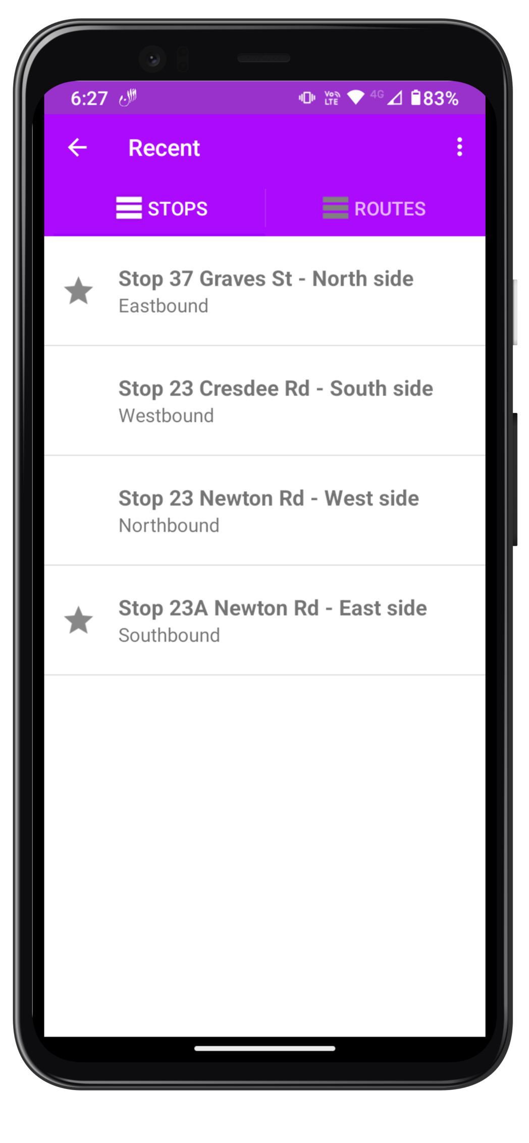 Recent Stops